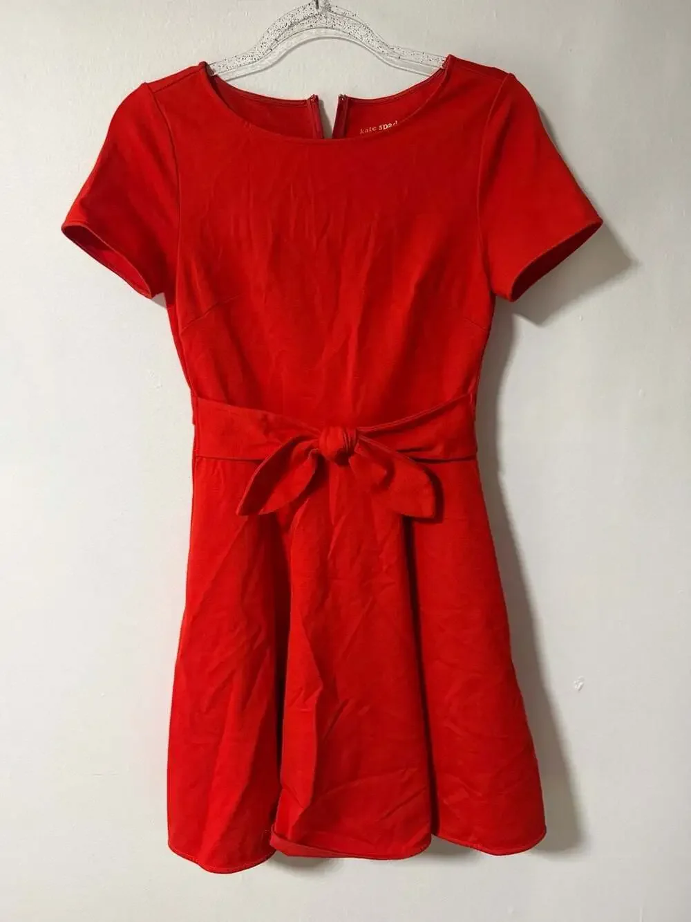 Kate Spade New York Red Bow Waist Fit and Flare Ponte Mini Dress Size XS
